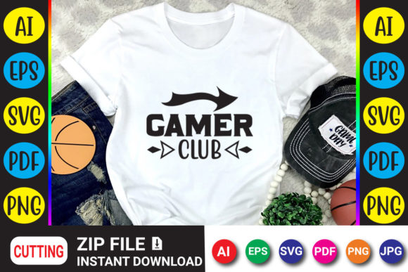 Gamer Club Gaming T-Shirt Design: Digital Art for Creators