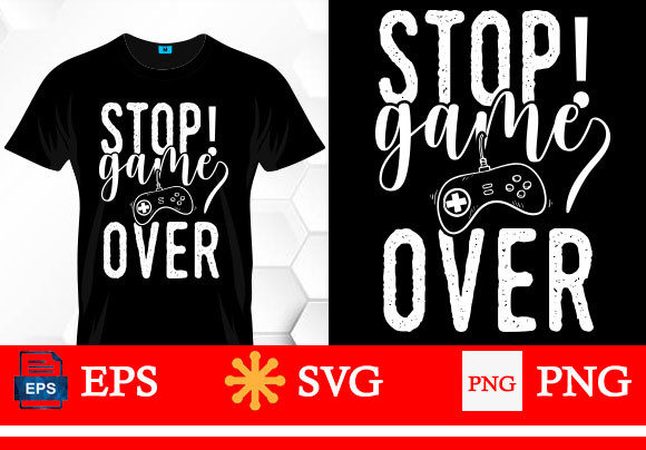 Gaming T-Shirt Design: Stop Game Over