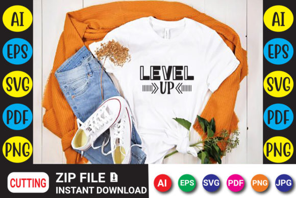 Level Up Gaming T-Shirt Design: A Bold Asset for Creatives