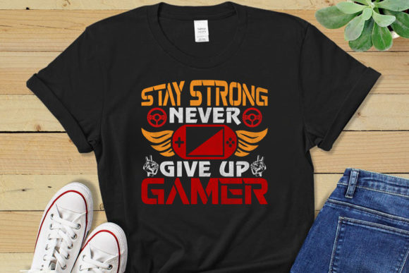 Stay Strong Video Gaming T-Shirt Design: A Bold, Customizable Asset
